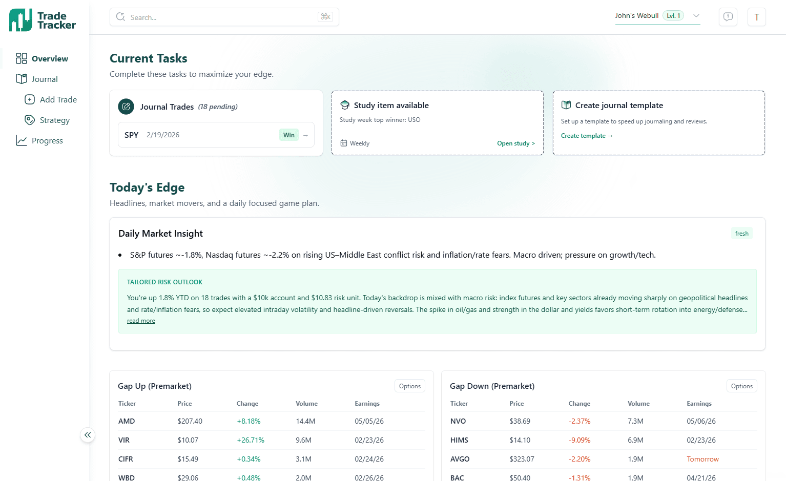 Trade Tracker App Preview